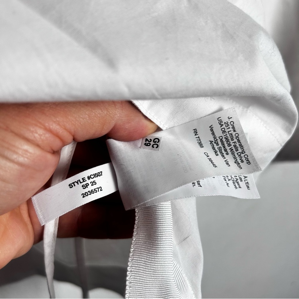 J.Crew Ciel Top in Cotton Poplin White XS w belt NEW! - Picture 10 of 13